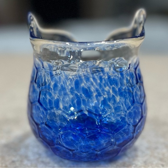 Vintage hand blown cobalt blue glass owl - Picture 3 of 13